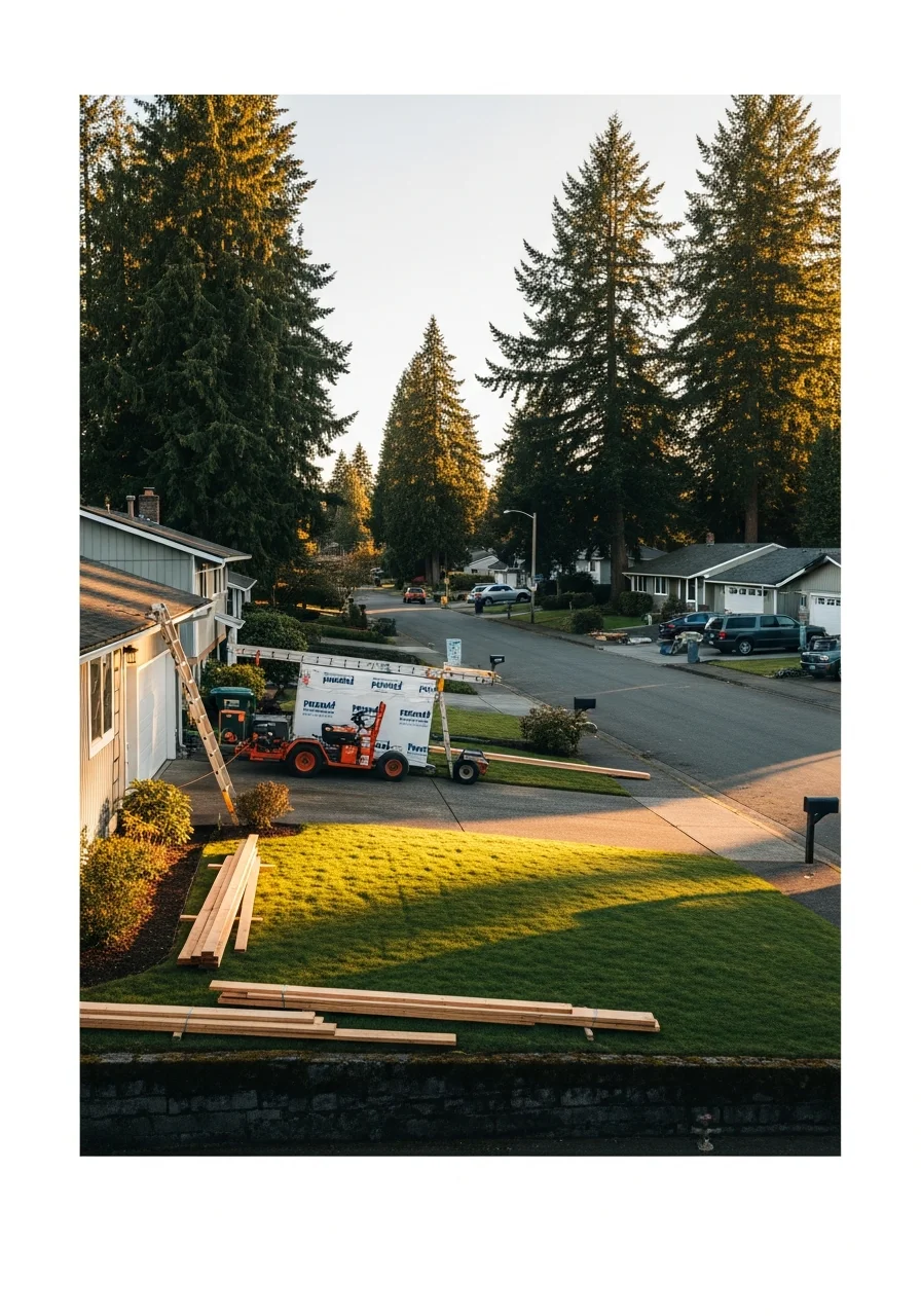 A Beaverton neighborhood showing a mix of home styles and mature trees typical of west side communities.